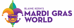 The horizontal logo for Blaine Kern's Mardi Gras World